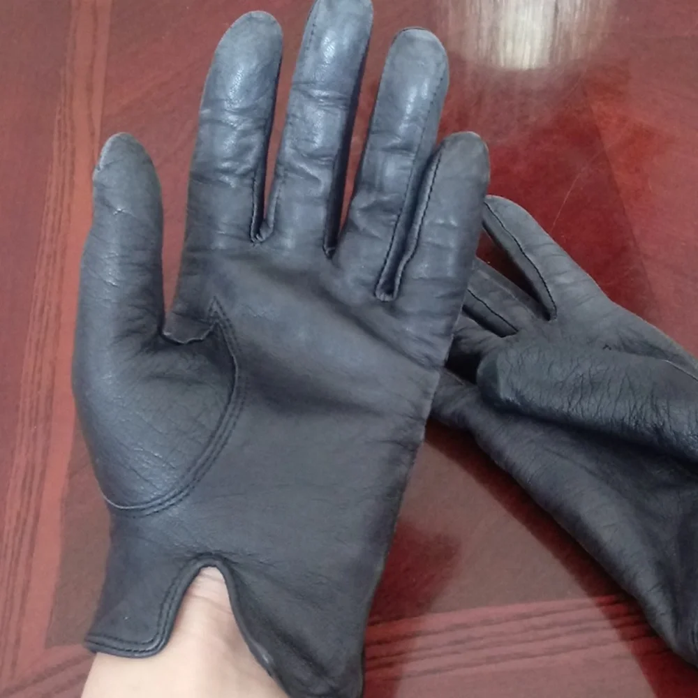 Vintage Fur Trim Leather Gloves